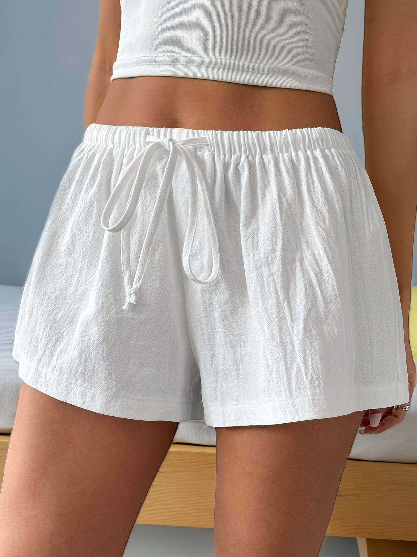 Short décontracté pour femme à taille haute avec cordon, style estival pour la maison et les sorties