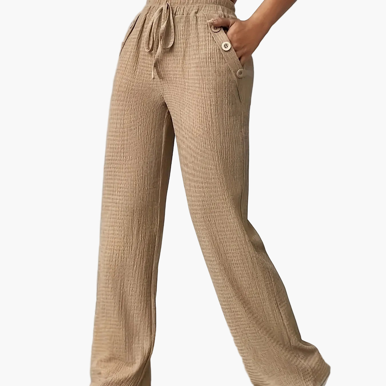 Pantalon décontracté droit taille haute pour femme - Style urbain chic et confortable