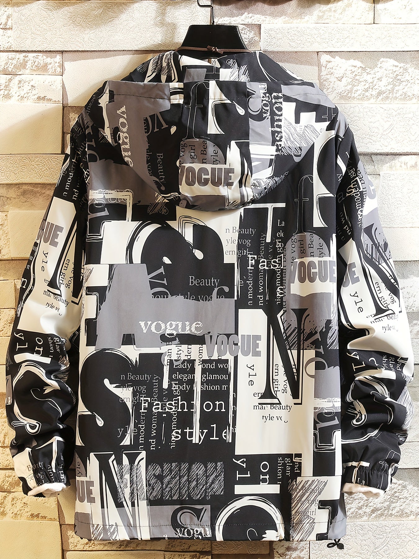 Blouson à Capuche Imprimé Graffiti Homme - Rouge, Noir et Blanc
