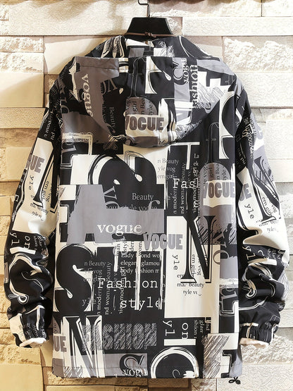 Blouson à Capuche Imprimé Graffiti Homme - Rouge, Noir et Blanc