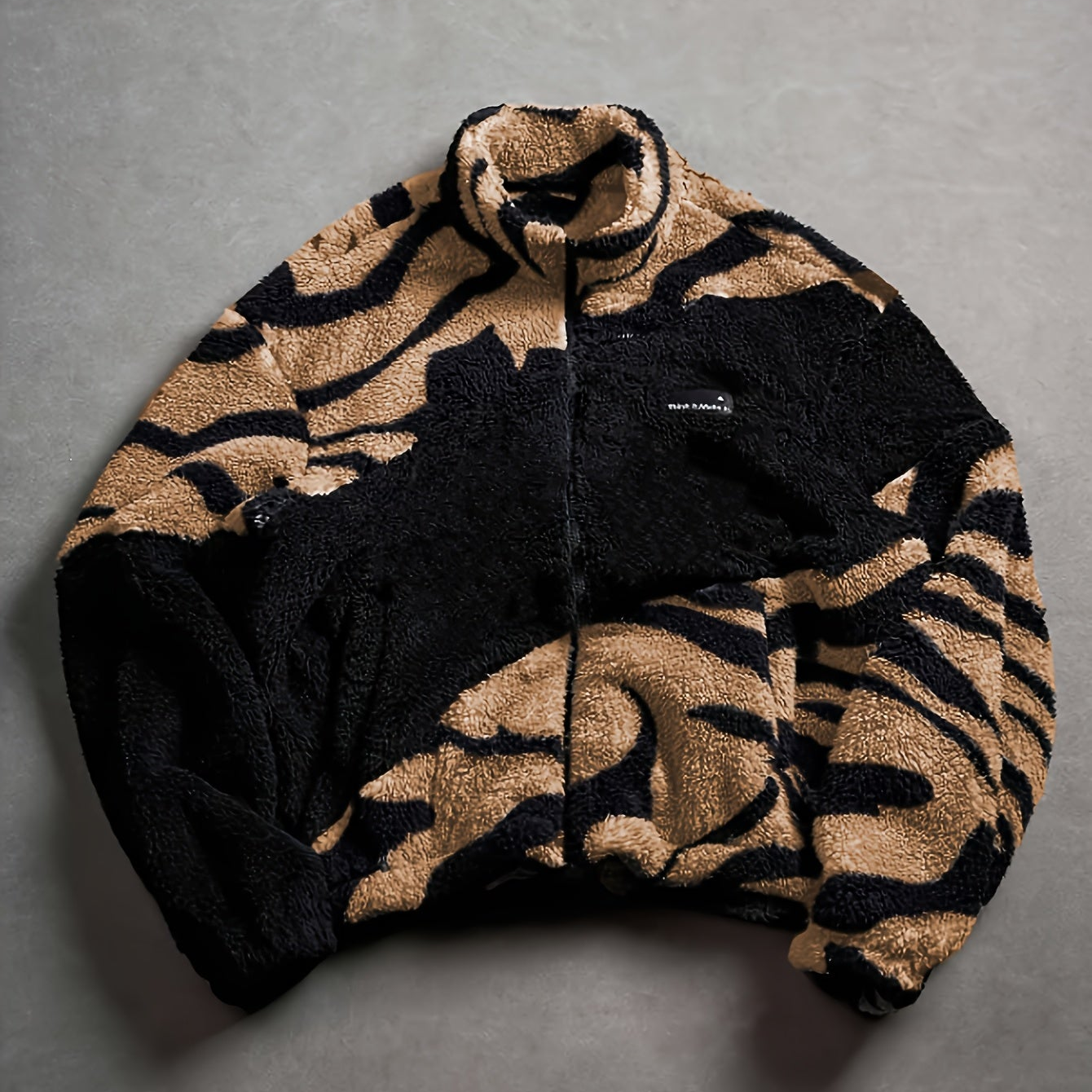 Veste Polaire Zippée Motif Zèbre Bicolore Col Montant