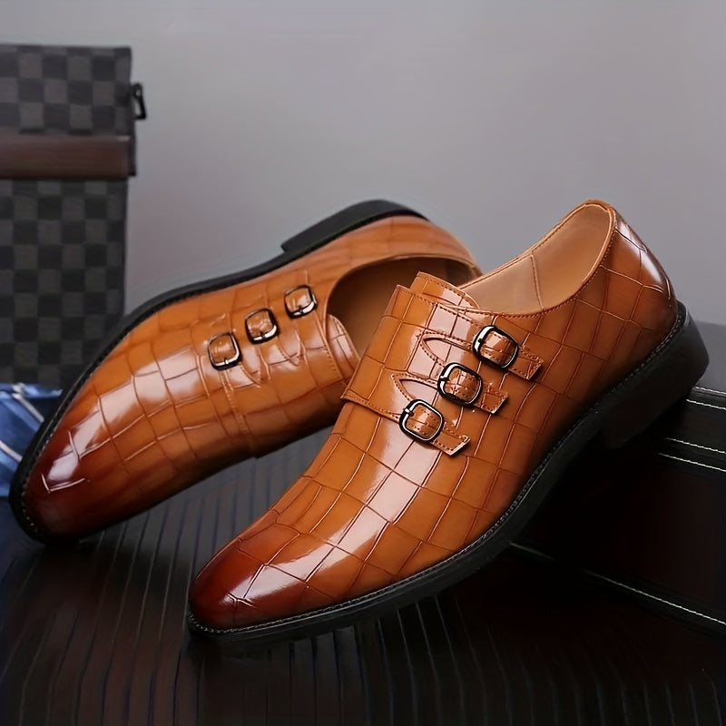 Chaussures habillées à boucle triple pour homme style vintage – élégance formelle et urbaine