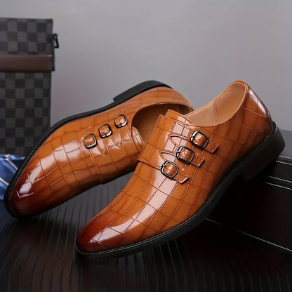 Chaussures habillées à boucle triple pour homme style vintage – élégance formelle et urbaine