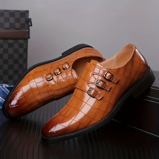 Chaussures habillées à boucle triple pour homme style vintage – élégance formelle et urbaine