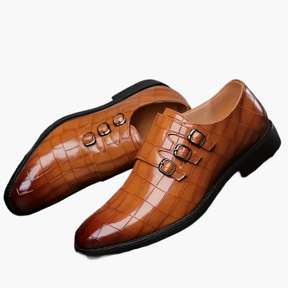Chaussures habillées à boucle triple pour homme style vintage – élégance formelle et urbaine