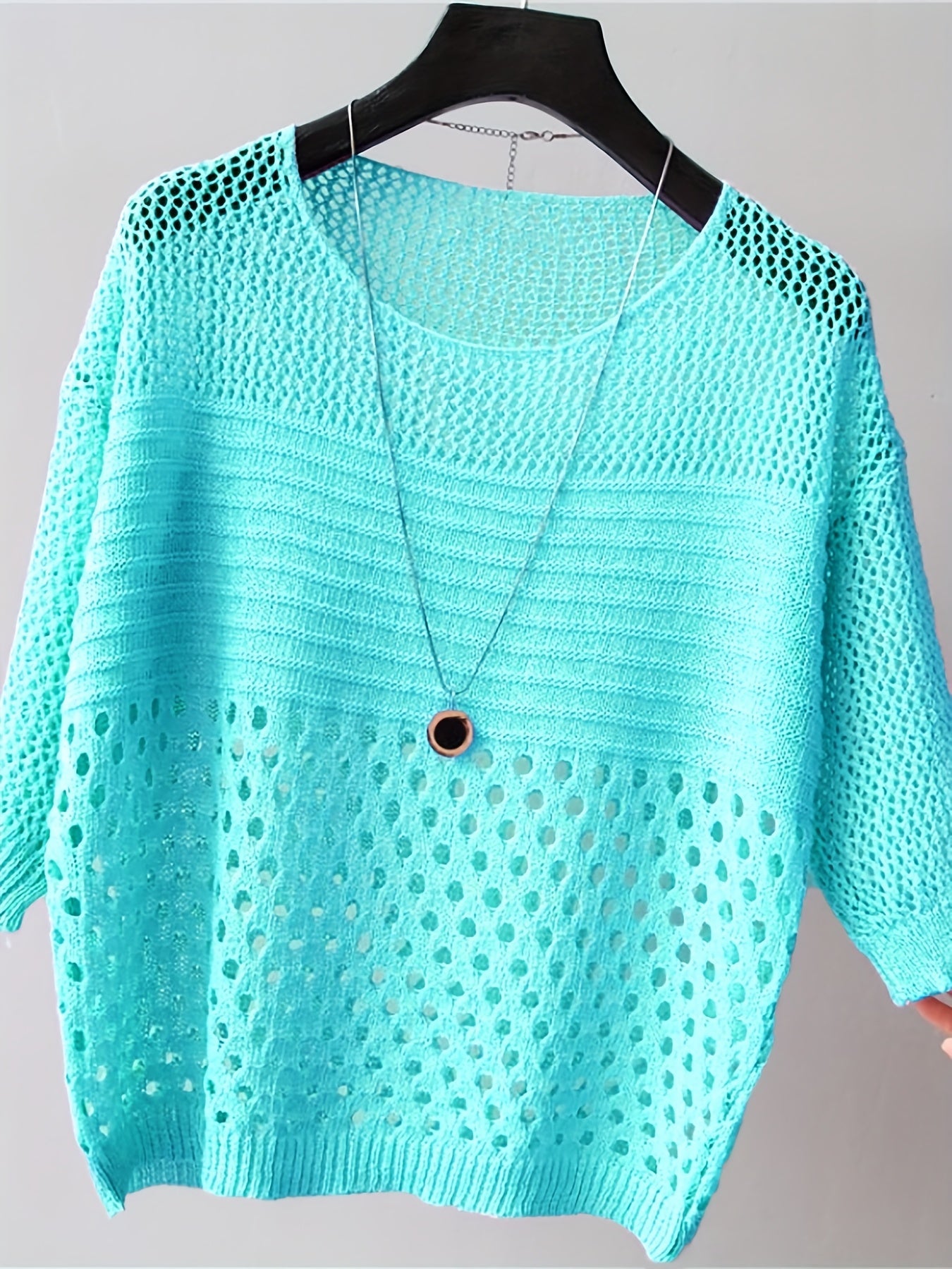 Dames top Boheemse stijl Casual met opengewerkte chique breisels