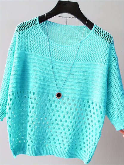 Dames top Boheemse stijl Casual met opengewerkte chique breisels