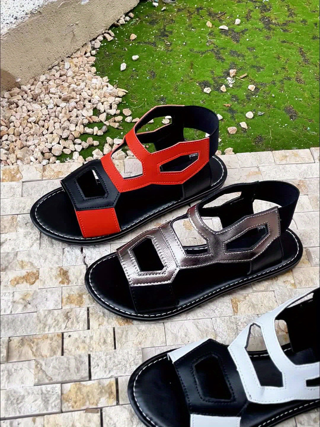 Flache Damen Sandalen im modernen geometrischen Stil für den täglichen Gebrauch und sommerliche Ausflüge  