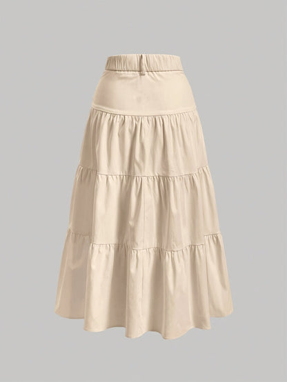 Długa spódnica damska z wysokim stanem w stylu boho, elegancka na wiosnę i lato