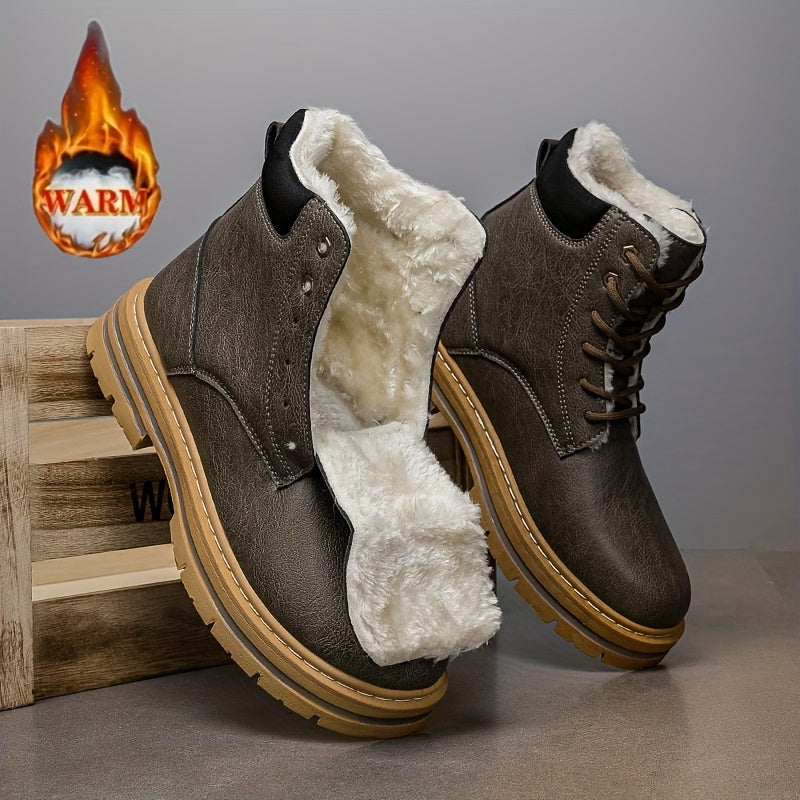 Bottes montantes homme fourrées chaudes à lacets, plusieurs coloris disponibles
