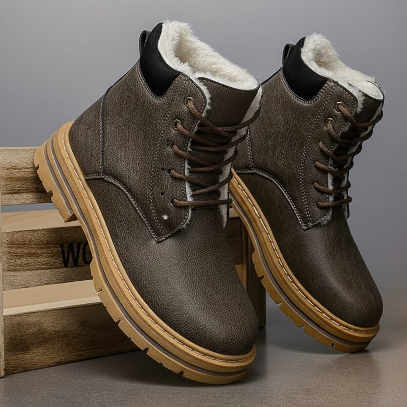 Bottes montantes homme fourrées chaudes à lacets, plusieurs coloris disponibles