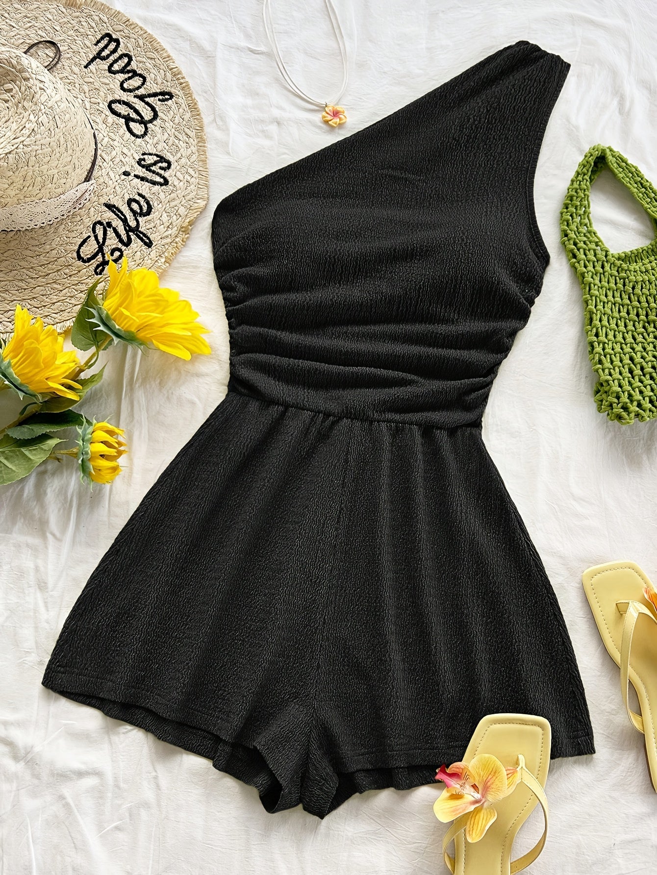 Combinaison short femme une épaule style casual pour l'été