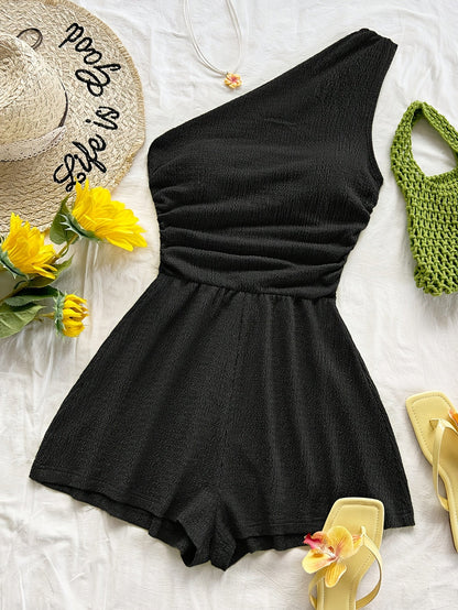Combinaison short femme une épaule style casual pour l'été