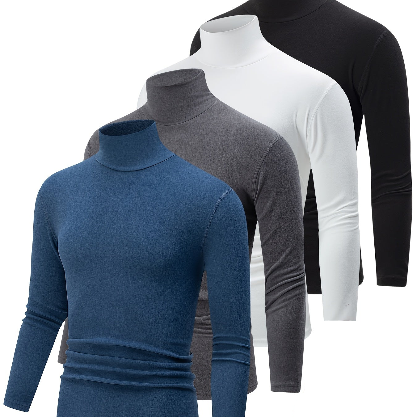 Lot de 4 Pulls Col Roulé Homme Manches Longues Couleurs Assorties