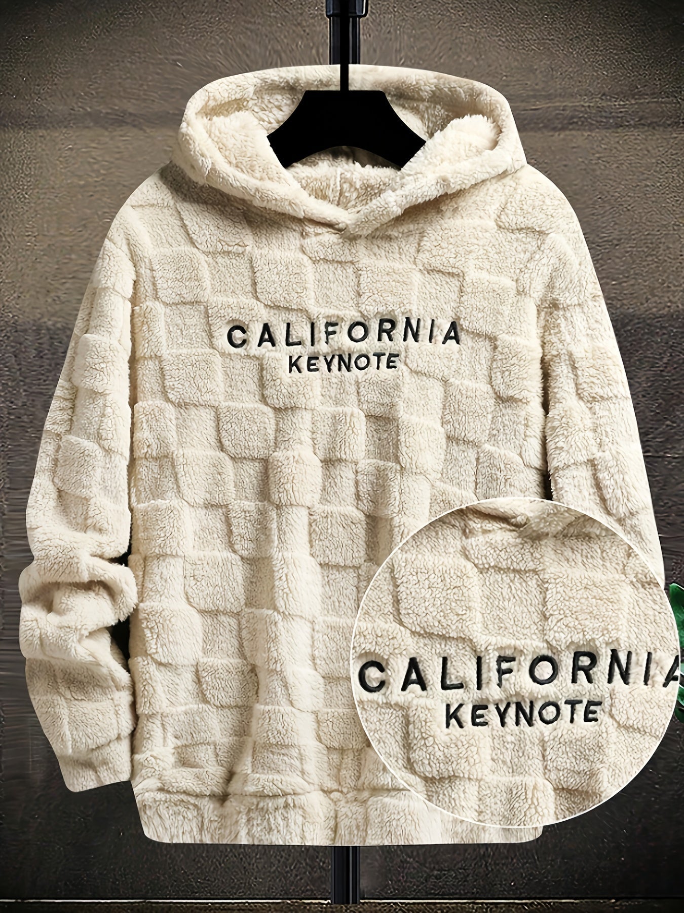 Sweat à capuche doux texturé en peluche pour homme avec motif « California Keynote »