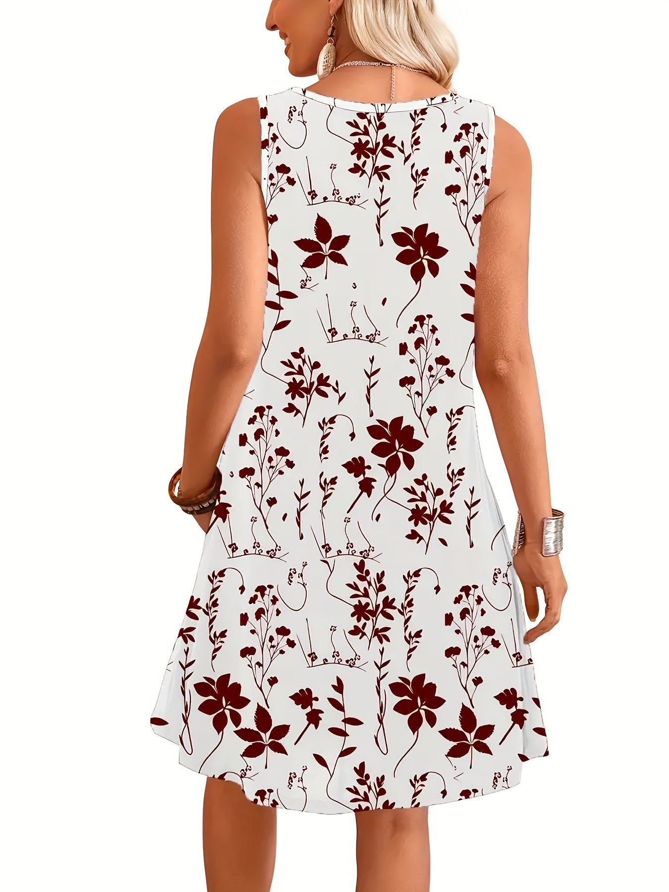 Vestido de verano casual sin mangas para mujer estilo floral chic