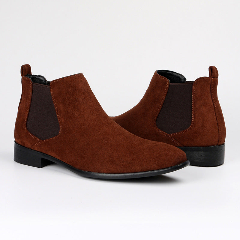 Bottes Chelsea pour homme en tissu aspect daim noir à bout pointu