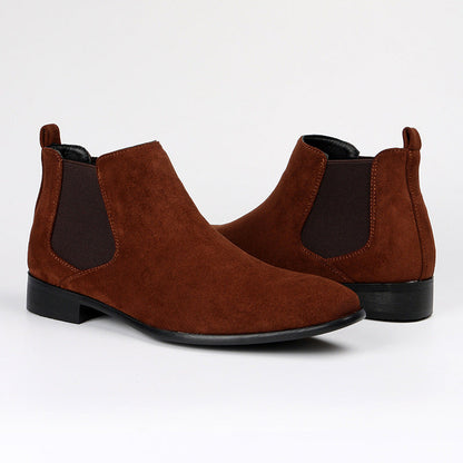 Bottes Chelsea pour homme en tissu aspect daim noir à bout pointu