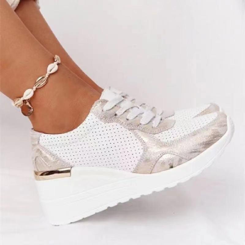 Baskets compensées mode femme à lacets pour look urbain et confort quotidien