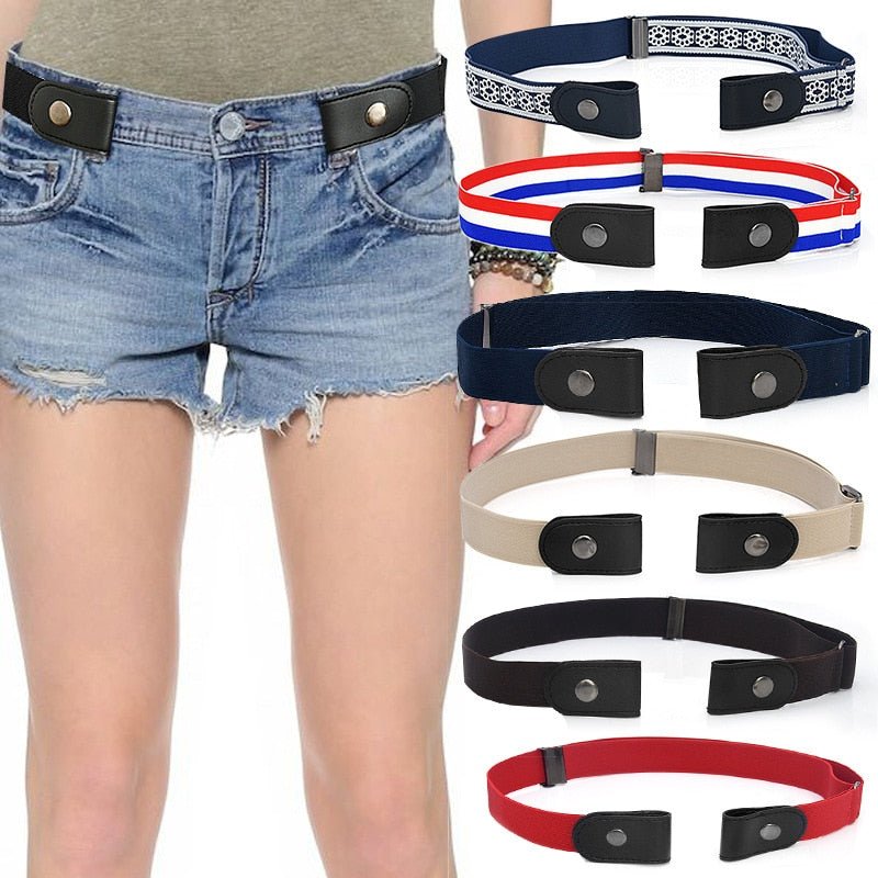 Invisible Elastic Belt with Flat Buckle for Pants, Jeans, and Shorts