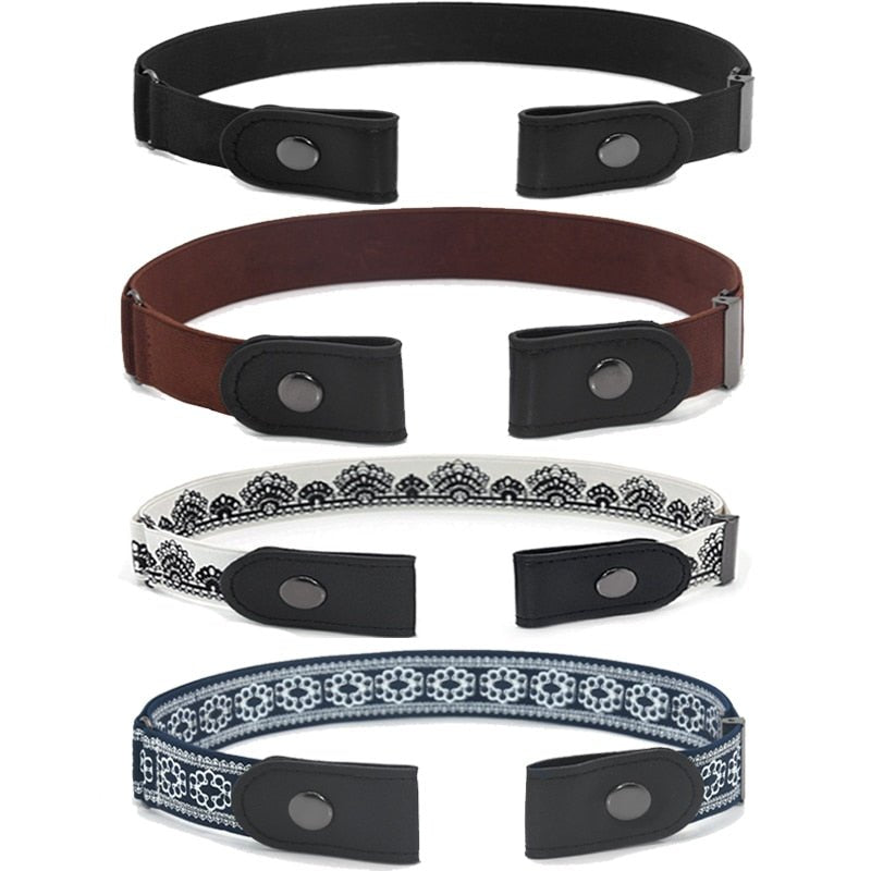 Invisible Elastic Belt with Flat Buckle for Pants, Jeans, and Shorts