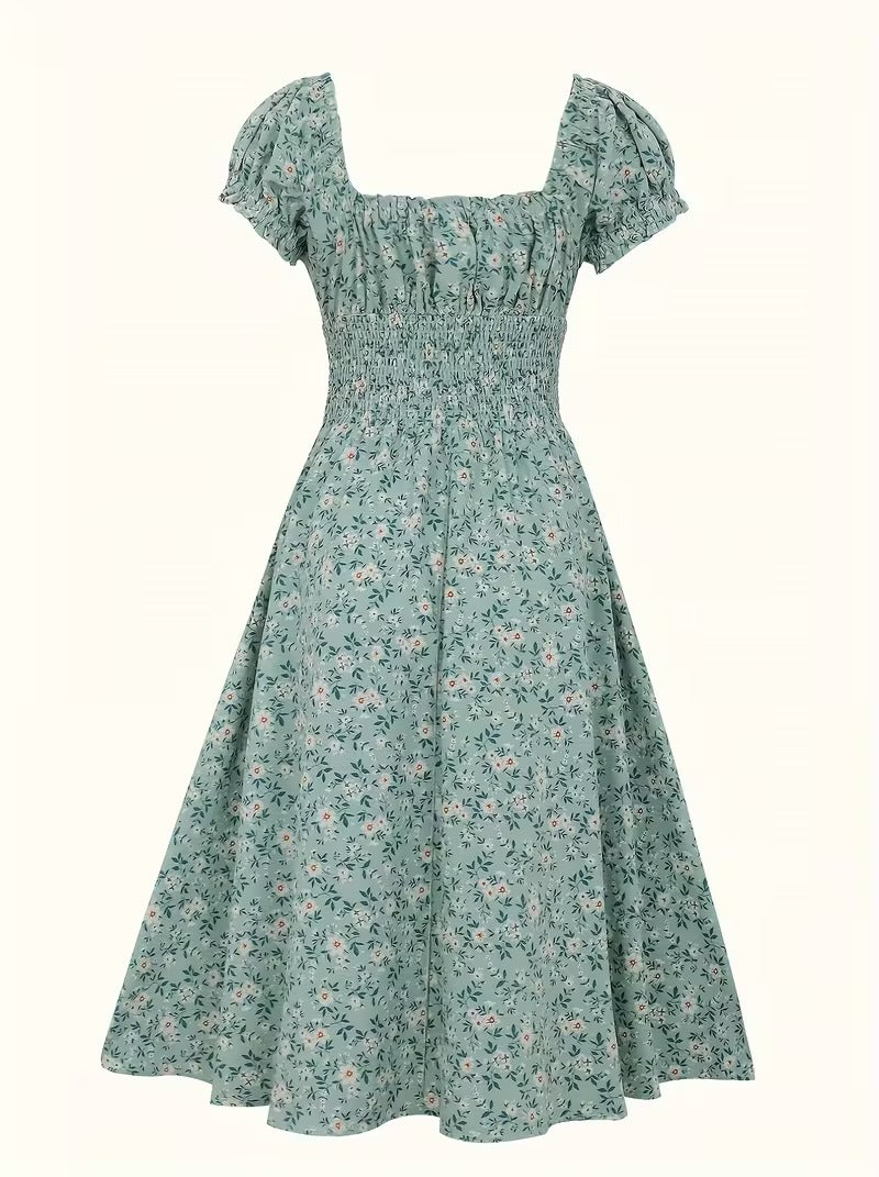 Vestido de verano elegante para mujer estilo bohemio con mangas cortas y estampado floral, para uso diario y salidas