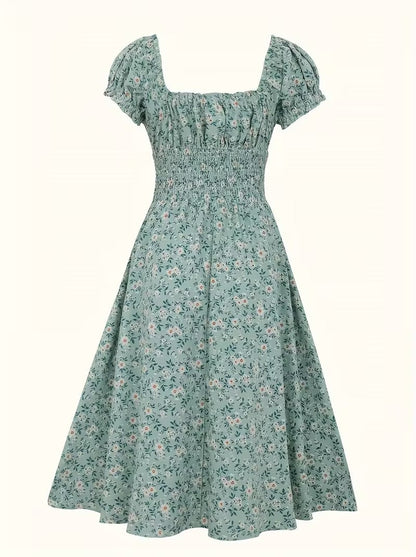 Vestido de verano elegante para mujer estilo bohemio con mangas cortas y estampado floral, para uso diario y salidas
