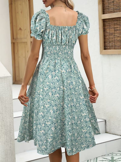 Vestido de verano elegante para mujer estilo bohemio con mangas cortas y estampado floral, para uso diario y salidas
