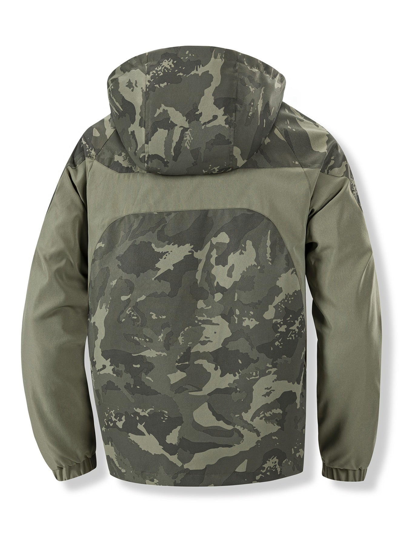 Veste Homme Camouflage Vert à Capuche et Fermeture Éclair