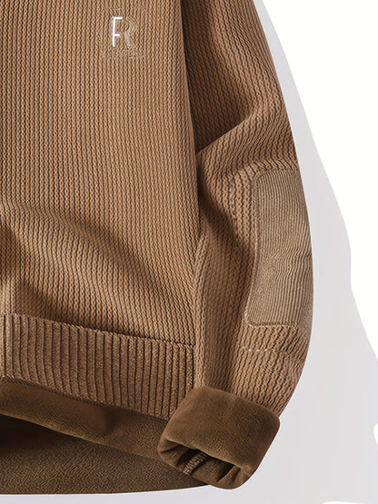 Sweat-shirt à col rond homme avec empiècements coudes côtelés