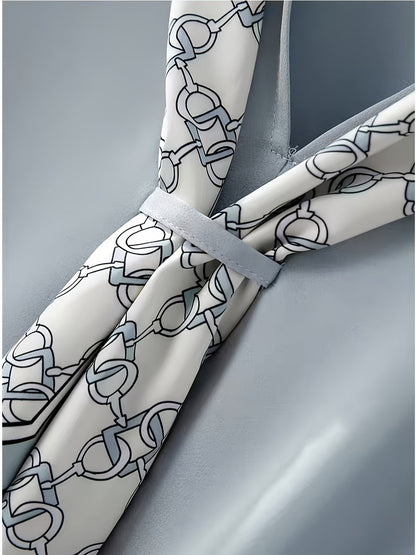 Elegant short-sleeve blouse with collar and scarf for women – Casual chic style