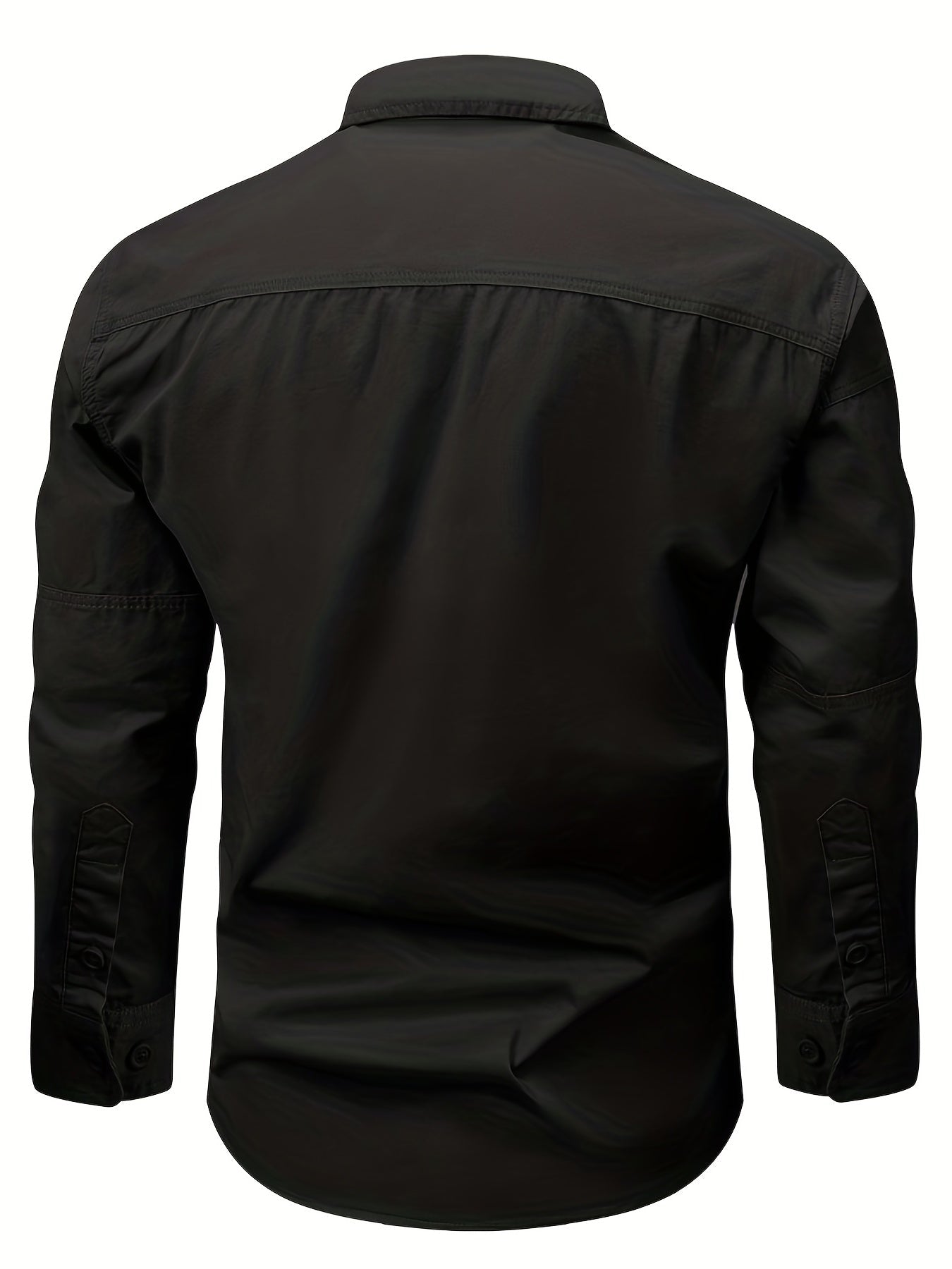 Chemise Homme Boutonnée Manches Longues à Poches Zippées Style Cargo Militaire