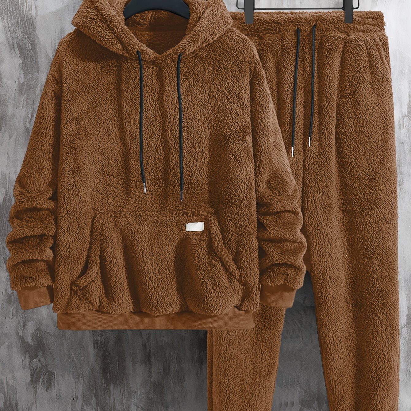 Ensemble Homme Loungewear Molleton Capuche et Pantalon Teddy Poil Long