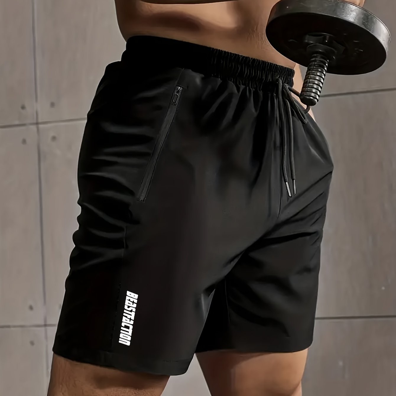 Short de sport pour homme style fitness avec poches zippées - Idéal entraînement et gym
