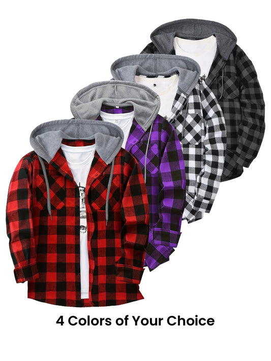 Chemise à carreaux homme à capuche amovible motif bûcheron