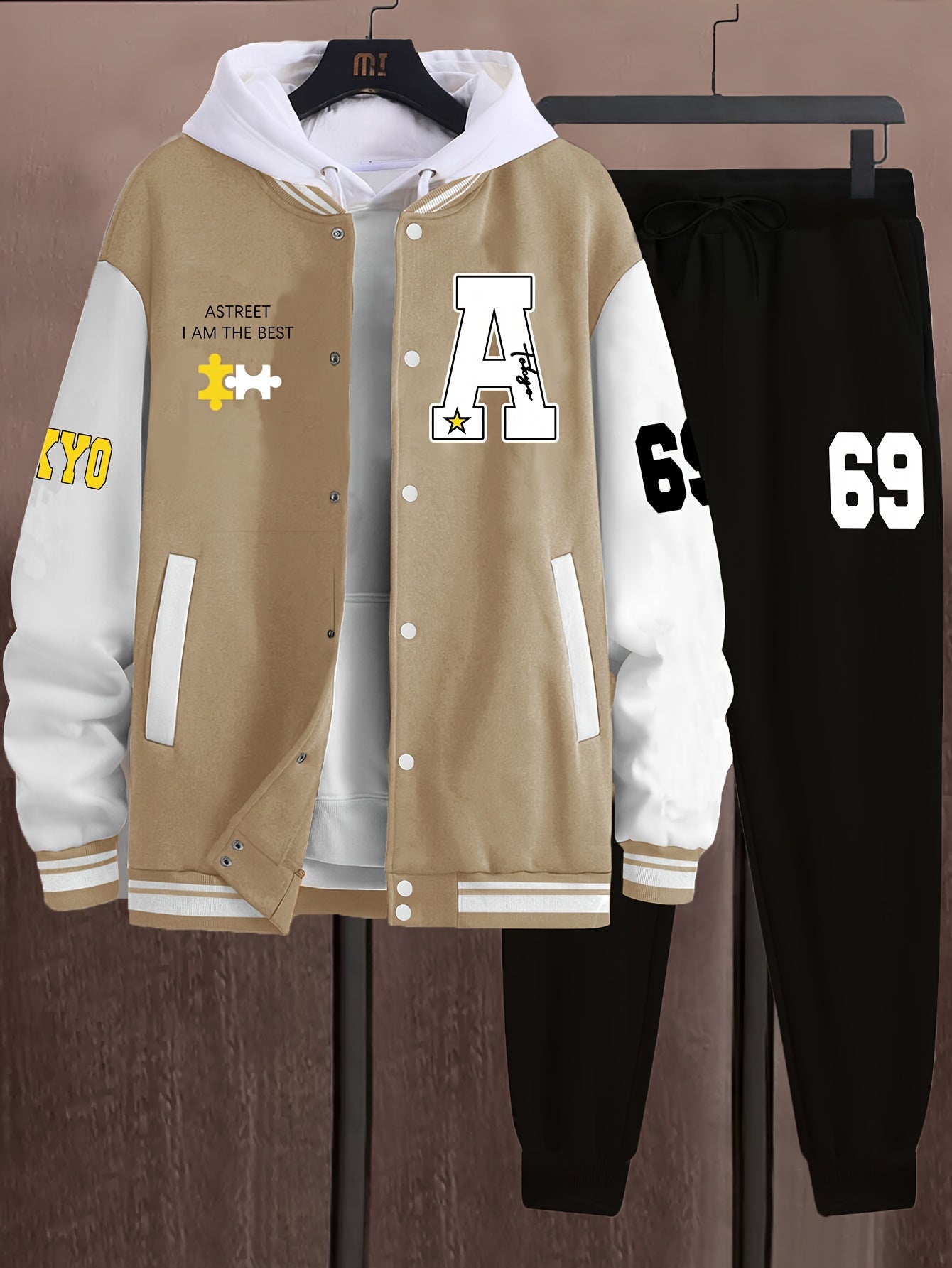Ensemble Survetêment Homme Style Baseball Veste Universitaire et Pantalon Jogging