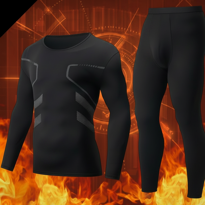 Ensemble Homme Thermique 2 Pièces Manches Longues et Legging Sport Couleur Unie