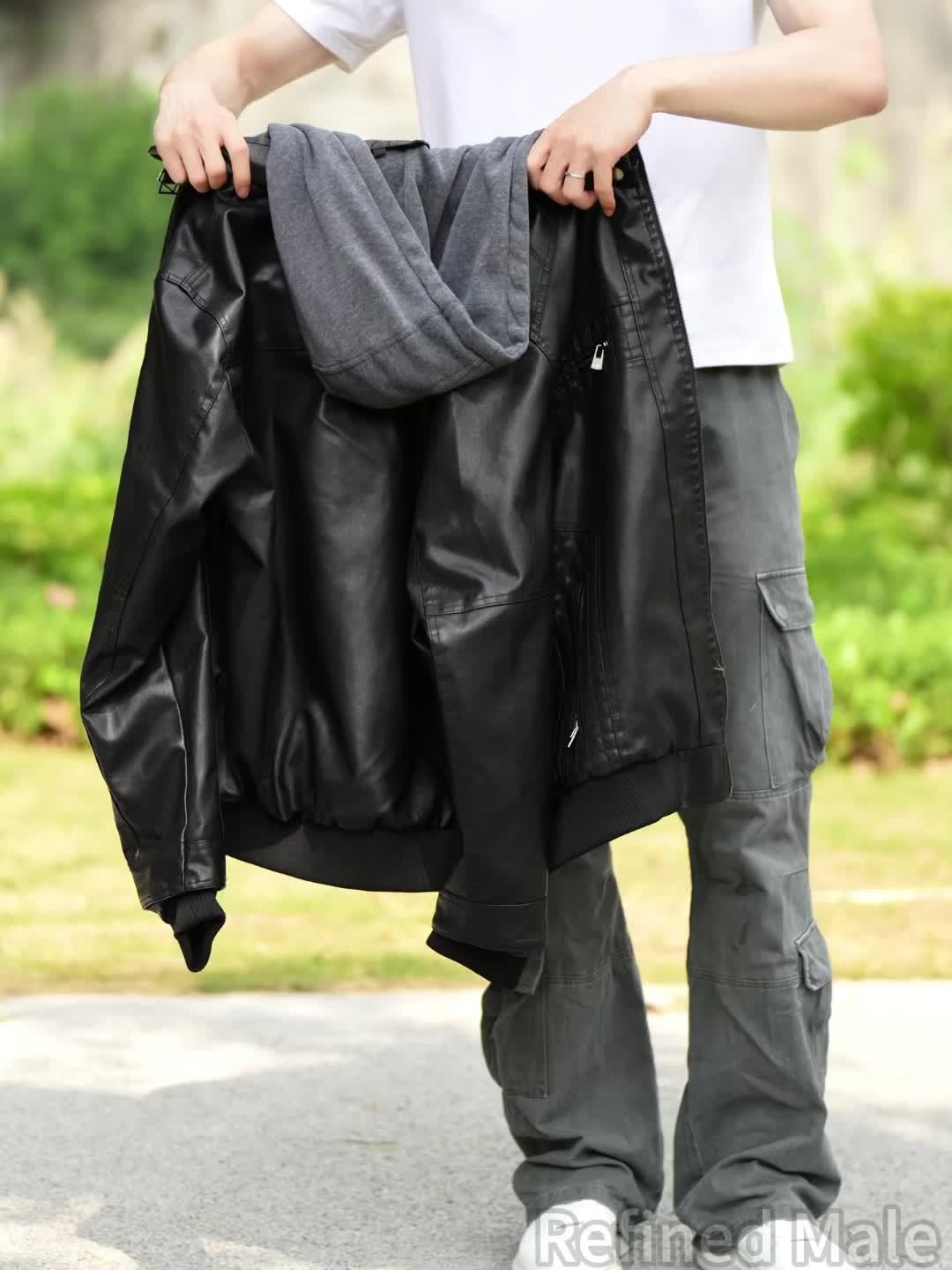Blouson aviateur homme marron avec capuche amovible et doublure chaude