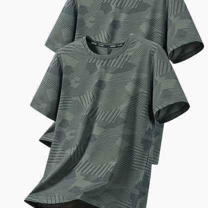Atmungsaktives Herren-T-Shirt im tropischen Casual-Stil, kurzärmelig – 2er-Pack, ideal für den Sommer  