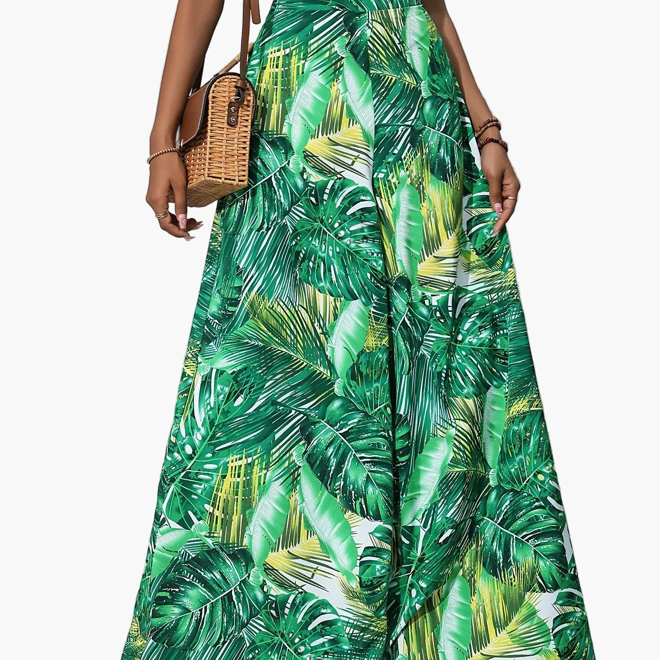 Pantalón ancho para mujer estilo tropical casual para playa y verano