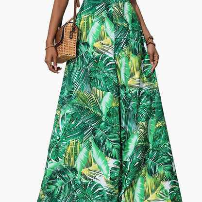 Pantalón ancho para mujer estilo tropical casual para playa y verano