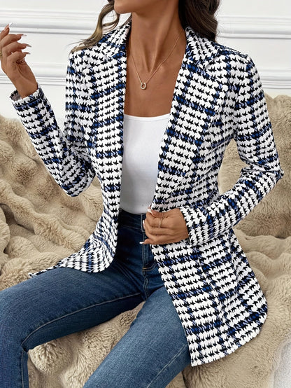 Blazer femme élégant à carreaux style bureau pour le printemps