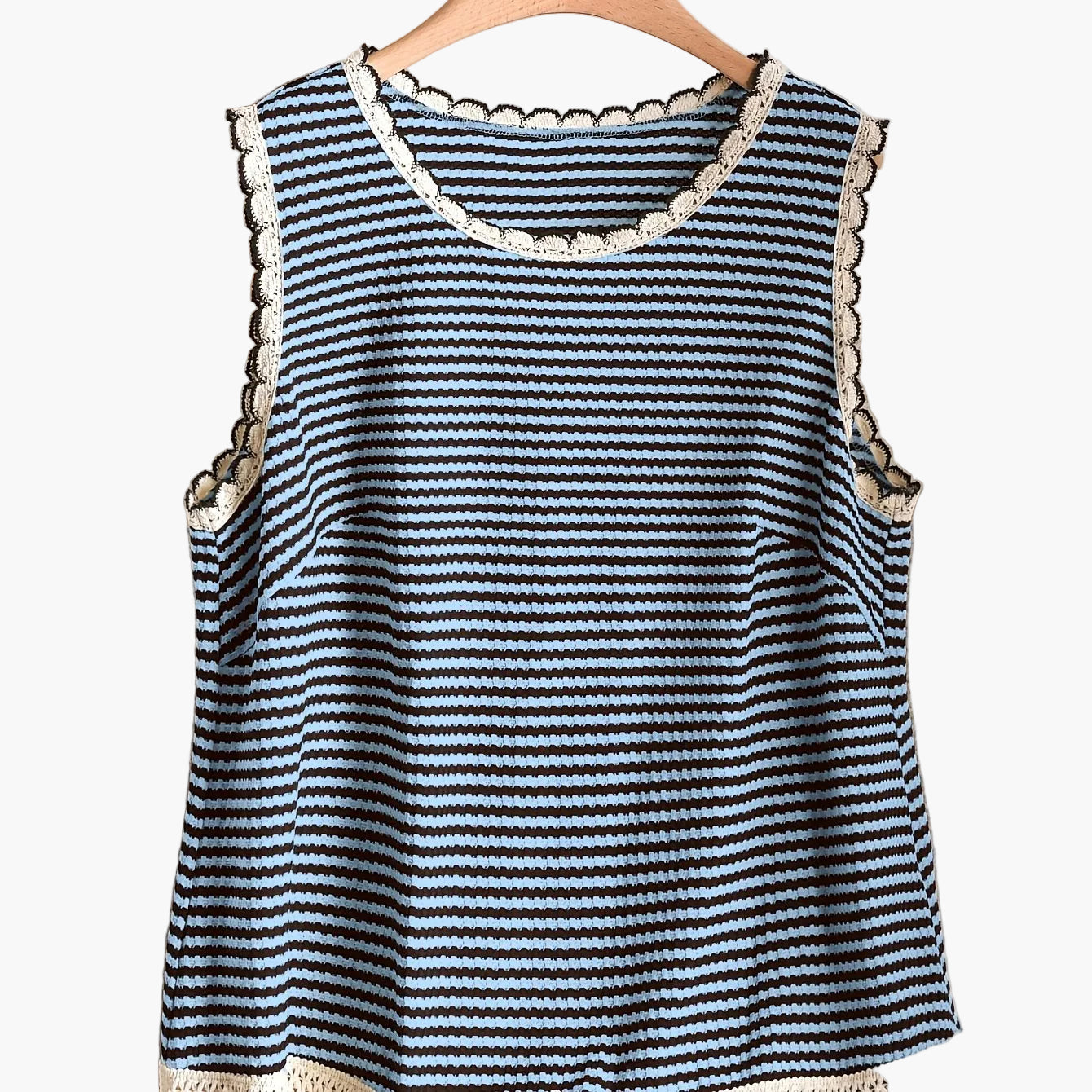 Dames tanktop grote maat elegante stijl met strepen en franjes, voor lente en zomer
