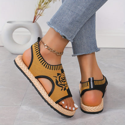 Sandales décontractées femme à motif floral pour été, style bohème chic, confort quotidien