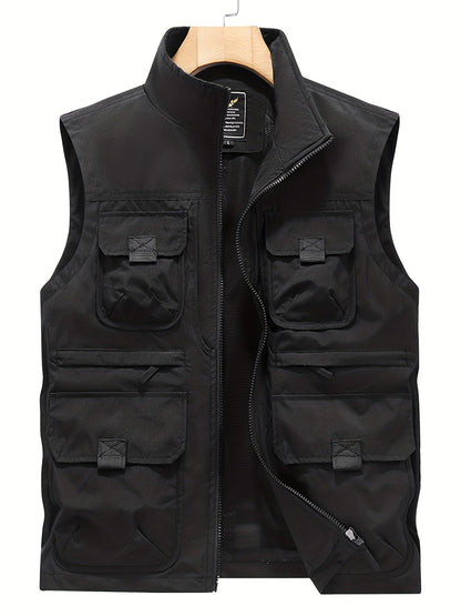 Gilet utilitaire sans manches pour homme style décontracté outdoor à poches multiples