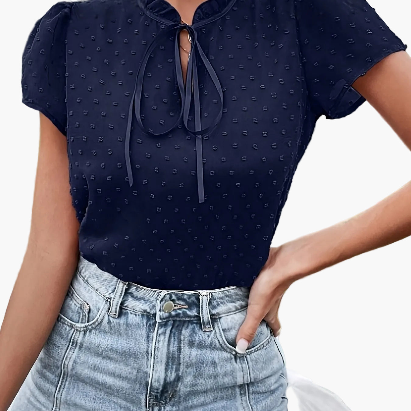 Blouse chic à col montant pour femme, style décontracté élégant, idéale pour l'été et le quotidien