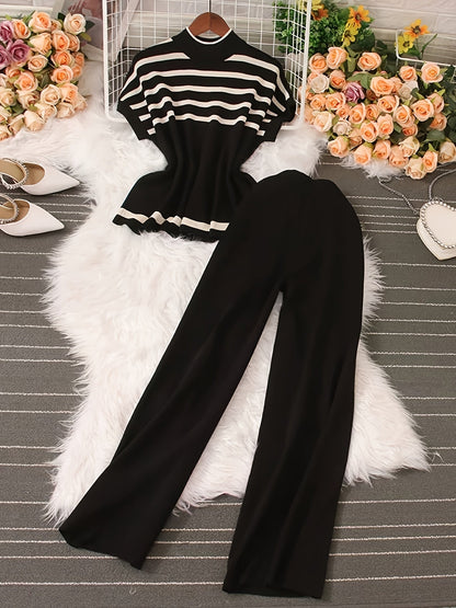 Elegant damesensemble in marinière stijl, casual chic voor lente/zomer