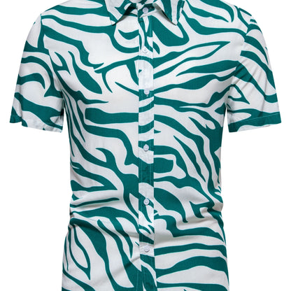 Camicia uomo a maniche corte stile resort con motivo zebrato di tendenza per l'estate