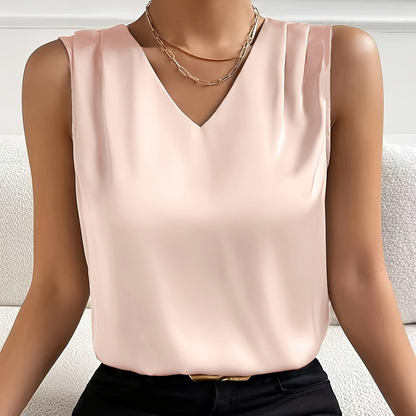 Top elegante senza maniche con scollo a V per donna – Top chic per uso quotidiano o ufficio