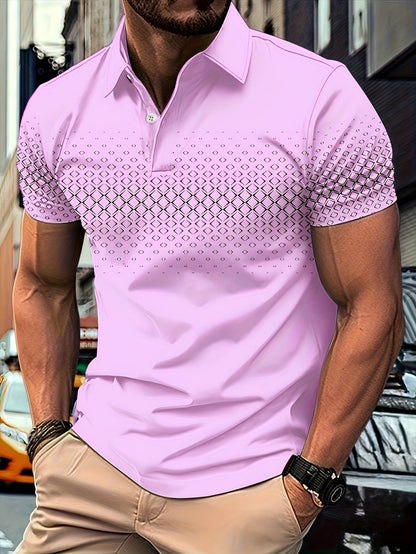 Polo Uomo Moda Casual con Motivo Geometrico per l'Estate